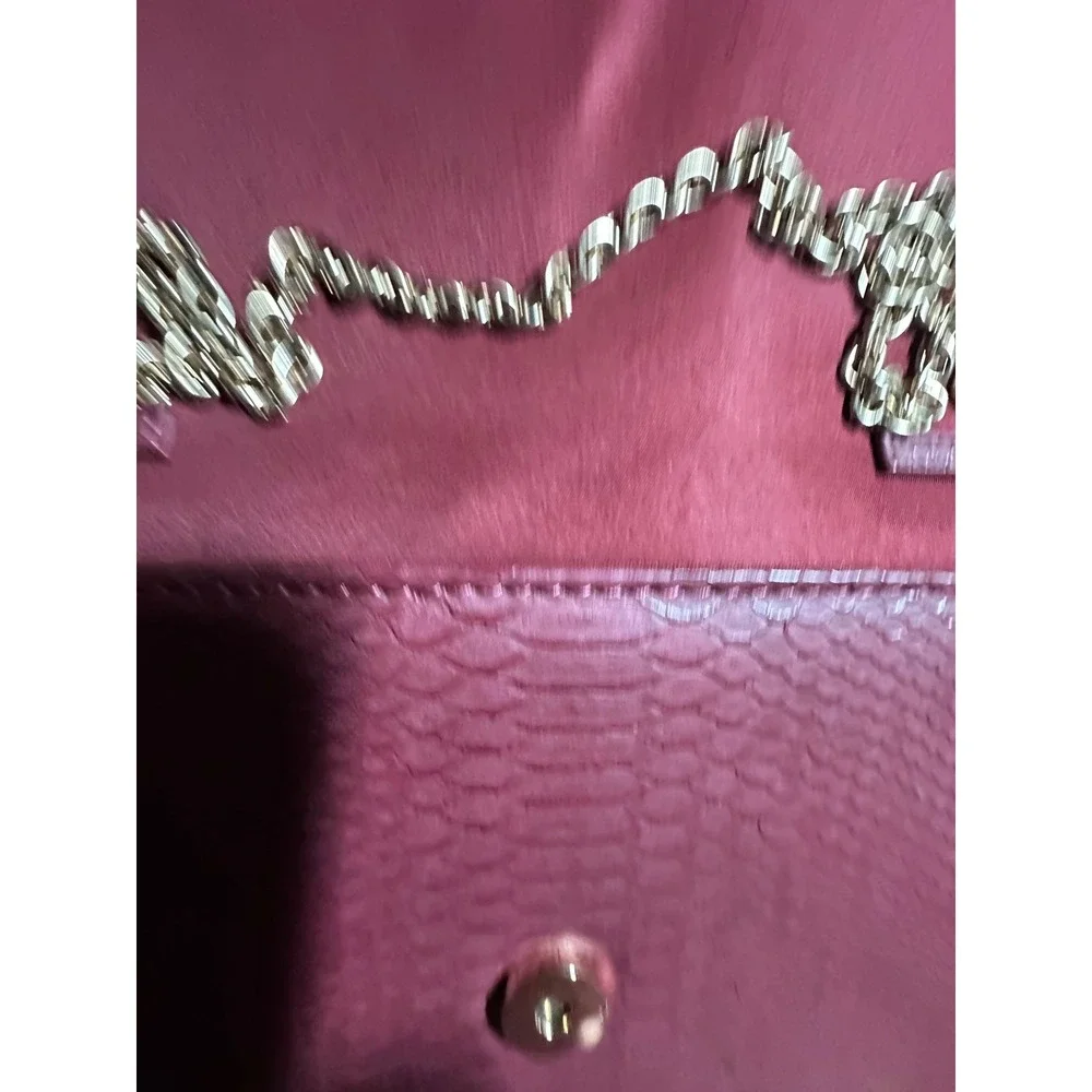 ALDO Snake Embossed Clutch Purse Burgundy Chain Strap Evening Bag‎